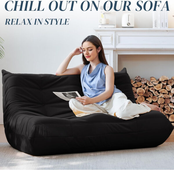 Bean Bag Chair for Adults - Suede & Microfiber Fireside Floor Chair, Comfortable Corner Lounge Sofa for Living Room, Bedroom, Office (Single, Dark Gray)