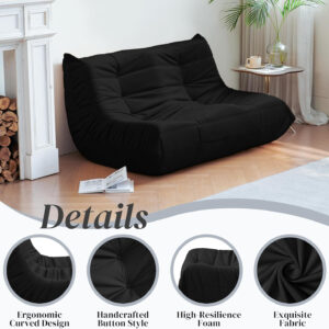 Bean Bag Chair for Adults - Suede & Microfiber Fireside Floor Chair, Comfortable Corner Lounge Sofa for Living Room, Bedroom, Office (Single, Dark Gray)