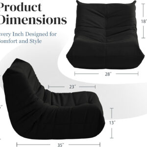 Bean Bag Chair for Adults - Suede & Microfiber Fireside Floor Chair, Comfortable Corner Lounge Sofa for Living Room, Bedroom, Office (Single, Dark Gray)