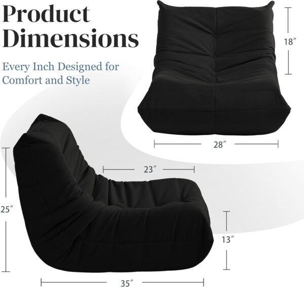 Bean Bag Chair for Adults - Suede & Microfiber Fireside Floor Chair, Comfortable Corner Lounge Sofa for Living Room, Bedroom, Office (Single, Dark Gray)