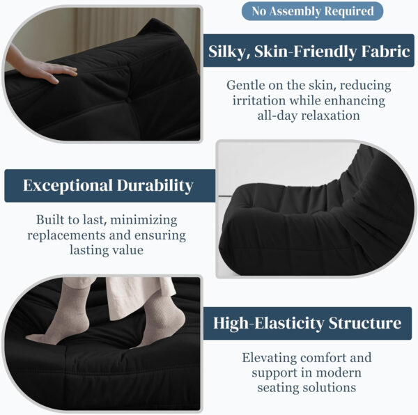 Bean Bag Chair for Adults - Suede & Microfiber Fireside Floor Chair, Comfortable Corner Lounge Sofa for Living Room, Bedroom, Office (Single, Dark Gray)
