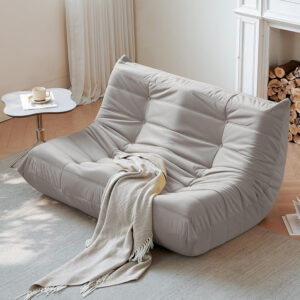 Bean Bag Chair for Adults - Suede & Microfiber Fireside Floor Chair, Comfortable Corner Lounge Sofa for Living Room, Bedroom, Office (Single, Dark Gray)