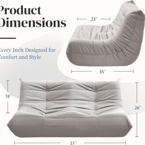 Bean Bag Chair for Adults - Suede & Microfiber Fireside Floor Chair, Comfortable Corner Lounge Sofa for Living Room, Bedroom, Office (Single, Dark Gray)