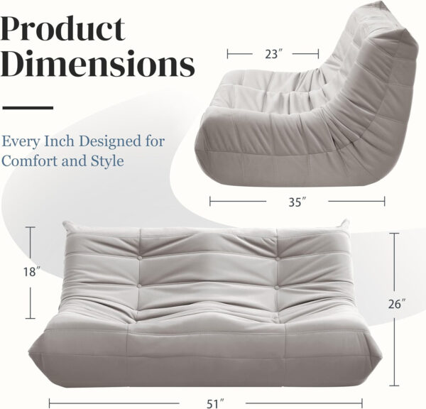 Bean Bag Chair for Adults - Suede & Microfiber Fireside Floor Chair, Comfortable Corner Lounge Sofa for Living Room, Bedroom, Office (Single, Dark Gray)