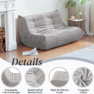 Bean Bag Chair for Adults - Suede & Microfiber Fireside Floor Chair, Comfortable Corner Lounge Sofa for Living Room, Bedroom, Office (Single, Dark Gray)