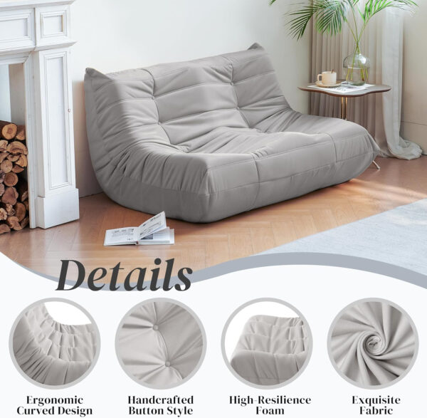Bean Bag Chair for Adults - Suede & Microfiber Fireside Floor Chair, Comfortable Corner Lounge Sofa for Living Room, Bedroom, Office (Single, Dark Gray)