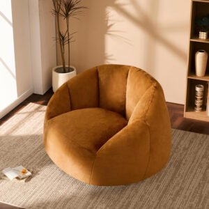Giant Bean Bag Chair for Adults - Comfy Plush Round Shell Soft Accent Chair, Oversized Cozy Lounge Floor Sofa Reading Chair, Mini Couch for Living Room, Bedroom & Game Rooms, Beige