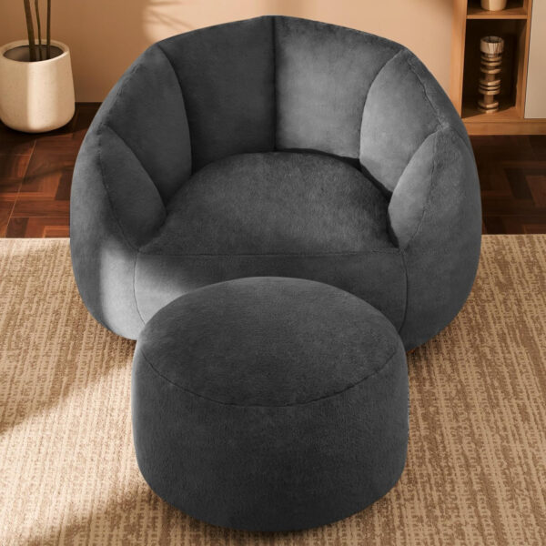 Giant Bean Bag Chair for Adults - Comfy Plush Round Shell Soft Accent Chair, Oversized Cozy Lounge Floor Sofa Reading Chair, Mini Couch for Living Room, Bedroom & Game Rooms, Beige