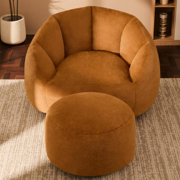 Giant Bean Bag Chair for Adults - Comfy Plush Round Shell Soft Accent Chair, Oversized Cozy Lounge Floor Sofa Reading Chair, Mini Couch for Living Room, Bedroom & Game Rooms, Beige