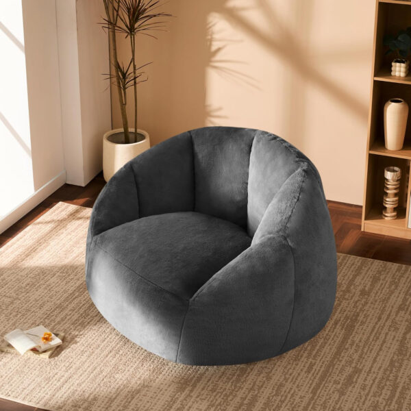 Giant Bean Bag Chair for Adults - Comfy Plush Round Shell Soft Accent Chair, Oversized Cozy Lounge Floor Sofa Reading Chair, Mini Couch for Living Room, Bedroom & Game Rooms, Beige