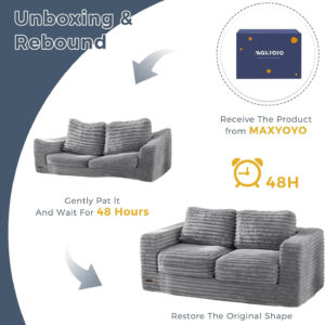 MAXYOYO Giant Bean Bag Chair for Adults, Upholstered Loveseat Floor Sofa with Pillows and Armrests, Large Bean Bag Sofa Plush Chair Bean Bag Couch for Bedroom Living Room, Grey