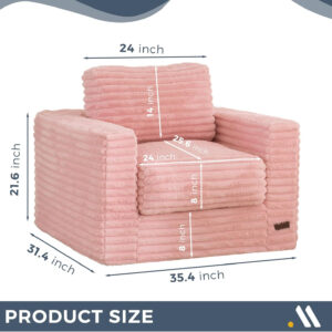 MAXYOYO Giant Bean Bag Chair for Adults, Upholstered Loveseat Floor Sofa with Pillows and Armrests, Large Bean Bag Sofa Plush Chair Bean Bag Couch for Bedroom Living Room, Grey