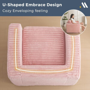 MAXYOYO Giant Bean Bag Chair for Adults, Upholstered Loveseat Floor Sofa with Pillows and Armrests, Large Bean Bag Sofa Plush Chair Bean Bag Couch for Bedroom Living Room, Grey