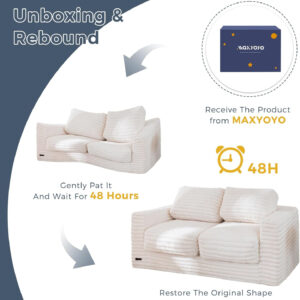 MAXYOYO Giant Bean Bag Chair for Adults, Upholstered Loveseat Floor Sofa with Pillows and Armrests, Large Bean Bag Sofa Plush Chair Bean Bag Couch for Bedroom Living Room, Grey