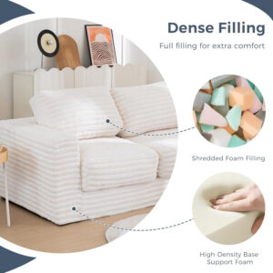 MAXYOYO Giant Bean Bag Chair for Adults, Upholstered Loveseat Floor Sofa with Pillows and Armrests, Large Bean Bag Sofa Plush Chair Bean Bag Couch for Bedroom Living Room, Grey