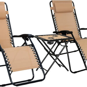 688801114918a2ab3c45698a9c1c740b5393cc6abae581e5083c6.jpg Amazon Basics Outdoor Patio Mesh Adjustable Zero Gravity Lounge Chair Recliners set of 2 with Side Table, 35 x 26 x 43 inches, Beige