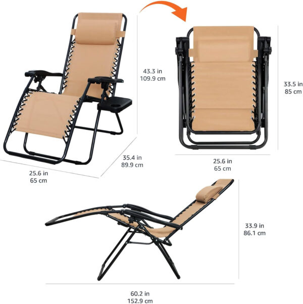 68880115013e4842791a9a76f28001469556b2f2d5f7fe75e7df9.jpg Amazon Basics Outdoor Patio Mesh Adjustable Zero Gravity Lounge Chair Recliners set of 2 with Side Table, 35 x 26 x 43 inches, Beige