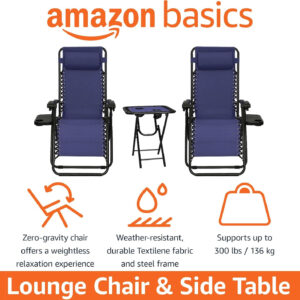 68880121129fc6123b884d6a4c090bc438ce1a011c8b9edccfd56.jpg Amazon Basics Outdoor Patio Mesh Adjustable Zero Gravity Lounge Chair Recliners set of 2 with Side Table, 35 x 26 x 43 inches, Beige
