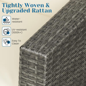 5 Pieces Outdoor Patio Furniture Sets with Glass Tea Table, PE Rattan Wicker Patio Conversation Set with Washable Cushions, Outdoor Patio Sectional Sofa Couch, Beige