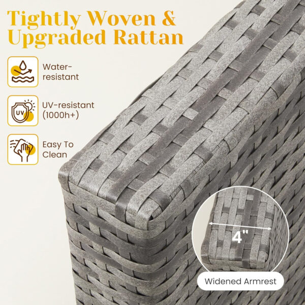 5 Pieces Outdoor Patio Furniture Sets with Glass Tea Table, PE Rattan Wicker Patio Conversation Set with Washable Cushions, Outdoor Patio Sectional Sofa Couch, Beige