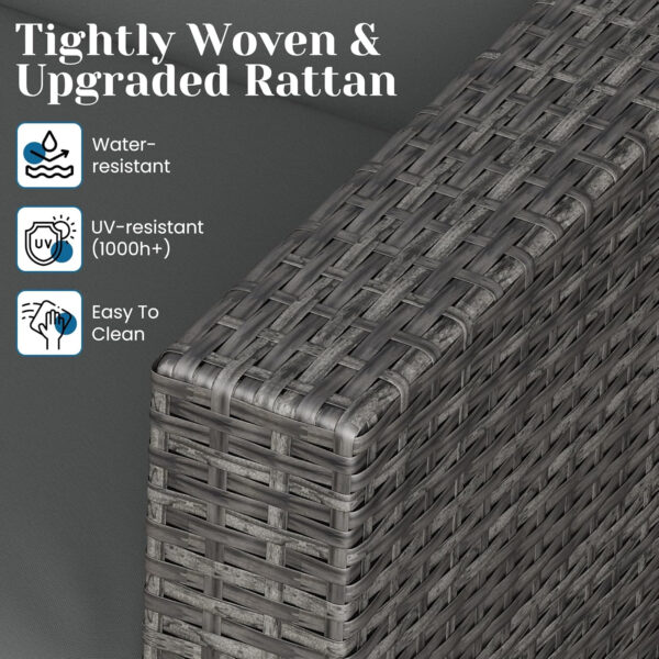 5 Pieces Outdoor Patio Furniture Sets with Glass Tea Table, PE Rattan Wicker Patio Conversation Set with Washable Cushions, Outdoor Patio Sectional Sofa Couch, Beige