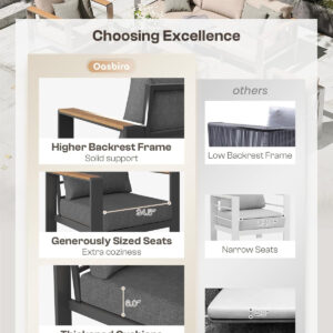 Aluminum Outdoor Patio Furniture Set with Coffee Table, 4 Piece Patio Conversation Sets with Washable Thick Cushions, Patio Sectional Furniture Set for Porch, Balcony, Deck, Silver