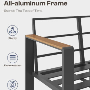 Aluminum Outdoor Patio Furniture Set with Coffee Table, 4 Piece Patio Conversation Sets with Washable Thick Cushions, Patio Sectional Furniture Set for Porch, Balcony, Deck, Silver