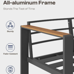 Aluminum Outdoor Patio Furniture Set with Coffee Table, 4 Piece Patio Conversation Sets with Washable Thick Cushions, Patio Sectional Furniture Set for Porch, Balcony, Deck, Silver