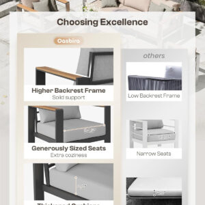 Aluminum Outdoor Patio Furniture Set with Coffee Table, 4 Piece Patio Conversation Sets with Washable Thick Cushions, Patio Sectional Furniture Set for Porch, Balcony, Deck, Silver