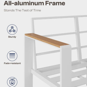 Aluminum Outdoor Patio Furniture Set with Coffee Table, 4 Piece Patio Conversation Sets with Washable Thick Cushions, Patio Sectional Furniture Set for Porch, Balcony, Deck, Silver