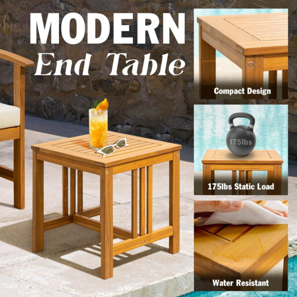 IDZO Heavy Duty 400lbs Capacity Patio Bistro Sets, 3 Piece Outdoor Folding Chairs with Cushions and Square Table, FSC-Certified Acacia Wood, Space-Saving Design for Balcony, Garden and Porch