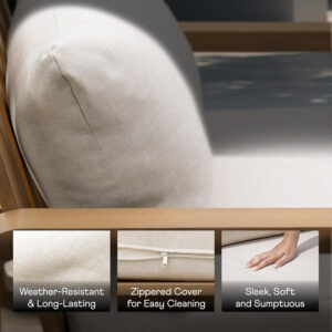 IDZO Heavy Duty 400lbs Capacity Patio Bistro Sets, 3 Piece Outdoor Folding Chairs with Cushions and Square Table, FSC-Certified Acacia Wood, Space-Saving Design for Balcony, Garden and Porch