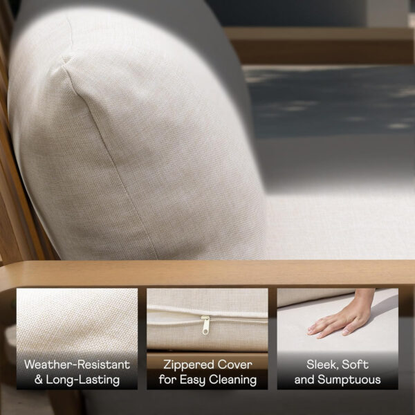 IDZO Heavy Duty 400lbs Capacity Patio Bistro Sets, 3 Piece Outdoor Folding Chairs with Cushions and Square Table, FSC-Certified Acacia Wood, Space-Saving Design for Balcony, Garden and Porch