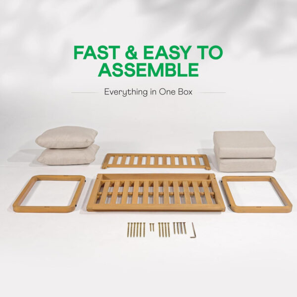 IDZO Heavy Duty 400lbs Capacity Patio Bistro Sets, 3 Piece Outdoor Folding Chairs with Cushions and Square Table, FSC-Certified Acacia Wood, Space-Saving Design for Balcony, Garden and Porch