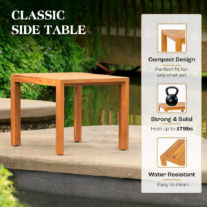 IDZO Heavy Duty 400lbs Capacity Patio Bistro Sets, 3 Piece Outdoor Folding Chairs with Cushions and Square Table, FSC-Certified Acacia Wood, Space-Saving Design for Balcony, Garden and Porch