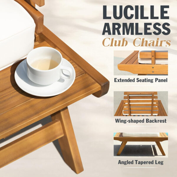 IDZO Heavy Duty 400lbs Capacity Patio Bistro Sets, 3 Piece Outdoor Folding Chairs with Cushions and Square Table, FSC-Certified Acacia Wood, Space-Saving Design for Balcony, Garden and Porch