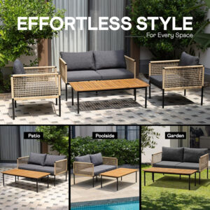 IDZO Heavy Duty 400lbs Capacity Patio Bistro Sets, 3 Piece Outdoor Folding Chairs with Cushions and Square Table, FSC-Certified Acacia Wood, Space-Saving Design for Balcony, Garden and Porch