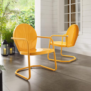 6888052ea98185e4732ab503b31651c3a3d7032e34787ac41075c.jpg Crosley Furniture Griffith Outdoor Chair, Retro Metal Patio Chairs for Dining, Porch, Deck, Balcony, Tangerine