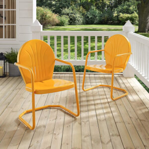 68880539605d0658782f14438ff89d85678ca5cfafff6462cf9af.jpg Crosley Furniture Griffith Outdoor Chair, Retro Metal Patio Chairs for Dining, Porch, Deck, Balcony, Tangerine