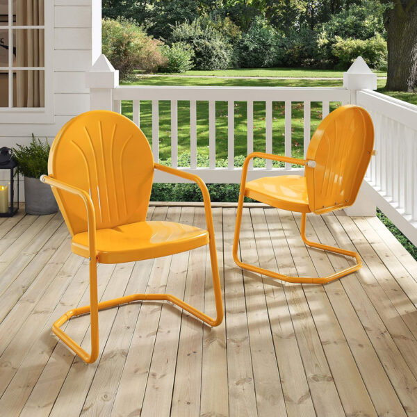 6888053aa5e2923d5366600bd1ae5cb7841d6da32db673a3b0d94.jpg Crosley Furniture Griffith Outdoor Chair, Retro Metal Patio Chairs for Dining, Porch, Deck, Balcony, Tangerine
