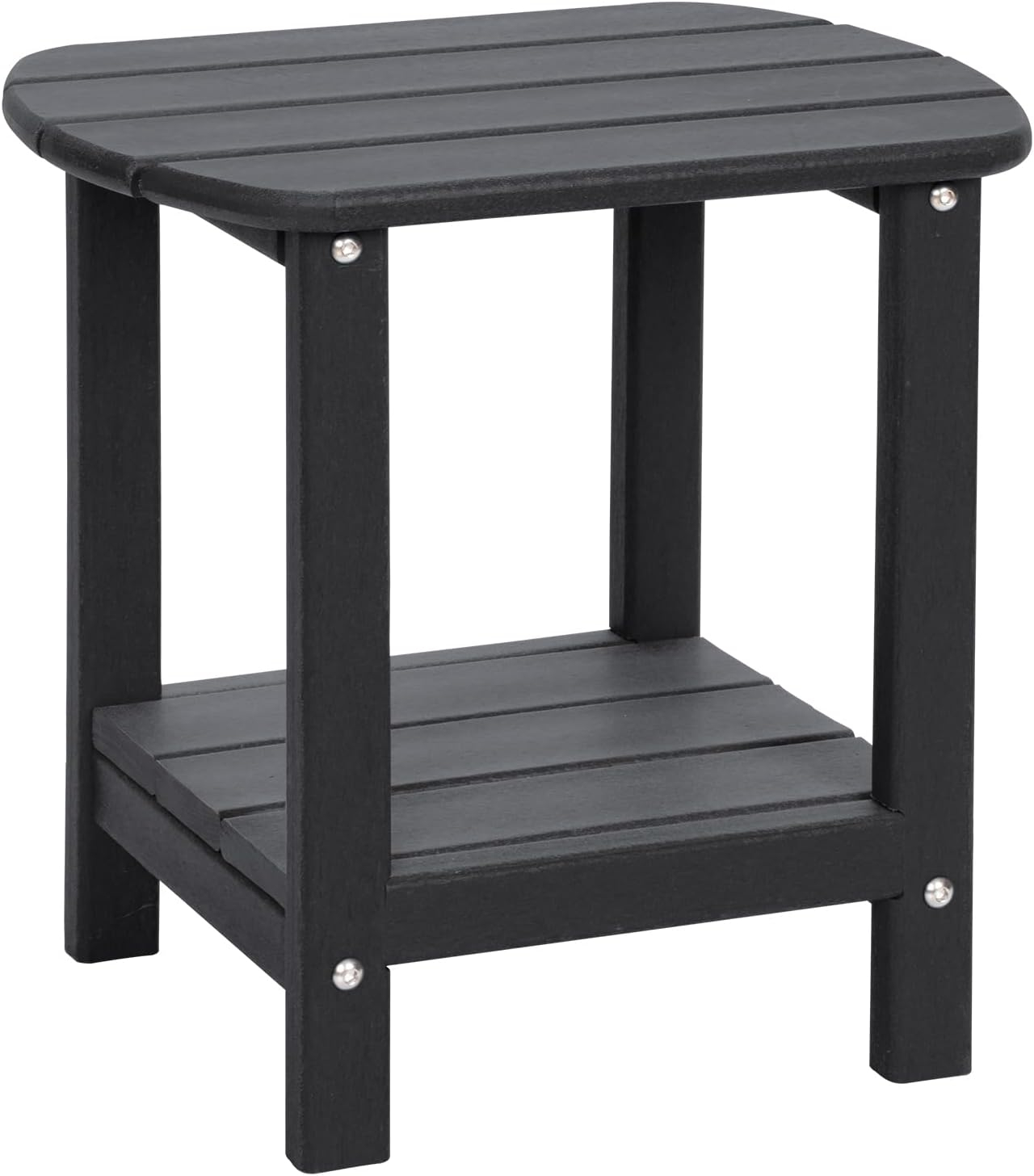Outdoor Side Table 2 -Tier Adirondack Table HDPE Patio Side Table Weather Resistant End Table Small Outdoor Table (Black)