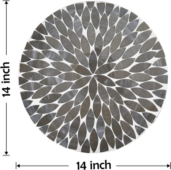 Vipush Outdoor Side Table Mosaic Accent Table End Table Plant Stand for Patio Garden Backyard Balcony Porch,14'' Round Mosaic Table Top with Black Iron,Grey