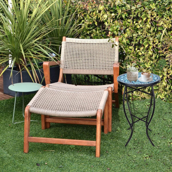 Vipush Outdoor Side Table Mosaic Accent Table End Table Plant Stand for Patio Garden Backyard Balcony Porch,14'' Round Mosaic Table Top with Black Iron,Grey