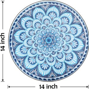 Vipush Outdoor Side Table Mosaic Accent Table End Table Plant Stand for Patio Garden Backyard Balcony Porch,14'' Round Mosaic Table Top with Black Iron,Grey