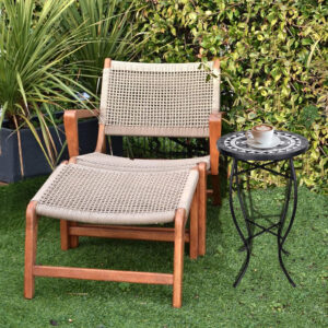 Vipush Outdoor Side Table Mosaic Accent Table End Table Plant Stand for Patio Garden Backyard Balcony Porch,14'' Round Mosaic Table Top with Black Iron,Grey