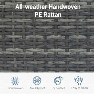 Wisteria Lane 5 Piece Outdoor Patio Furniture Set, All Weather Wicker Rattan Sectional Sofa Conversation Set with Cushions & Large Glass Coffee Table, Ideal for Garden Backyard Porch Balcony, Grey