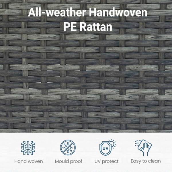 Wisteria Lane 5 Piece Outdoor Patio Furniture Set, All Weather Wicker Rattan Sectional Sofa Conversation Set with Cushions & Large Glass Coffee Table, Ideal for Garden Backyard Porch Balcony, Grey