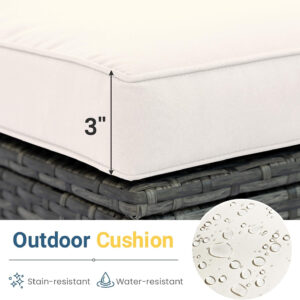 Wisteria Lane 5 Piece Outdoor Patio Furniture Set, All Weather Wicker Rattan Sectional Sofa Conversation Set with Cushions & Large Glass Coffee Table, Ideal for Garden Backyard Porch Balcony, Grey