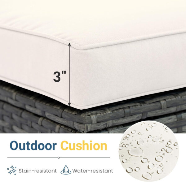 Wisteria Lane 5 Piece Outdoor Patio Furniture Set, All Weather Wicker Rattan Sectional Sofa Conversation Set with Cushions & Large Glass Coffee Table, Ideal for Garden Backyard Porch Balcony, Grey