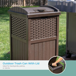 68880705be91e9803dc8043cfbb65908e8ef2a0687b11e692ed2d.jpg Suncast 33 Gallon Commercial Outdoor Trashcan Hideaway with Lid for 30 to 33 Gallon Trash Bags for Garage, Backyard, or Garden, Brown